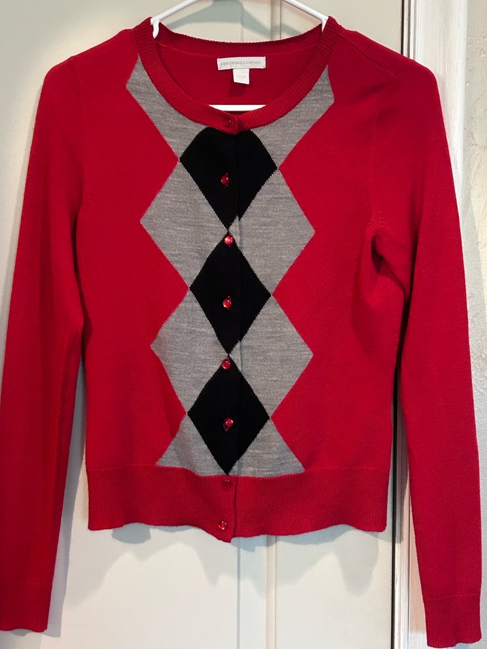 NewYork&Co Argyle Sweater Cardigan NY&Co